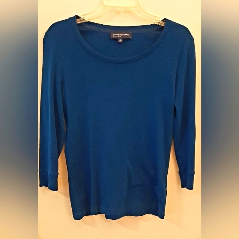 Jones of New York Blue 3/4 Sleeve Top
